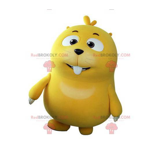 Plump and cute yellow mole mascot. Groundhog mascot -
