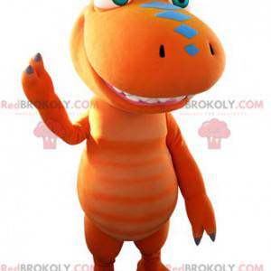 Obří oranžový a modrý dinosaurus maskot - Redbrokoly.com