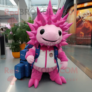 Pink Stegosaurus maskot...