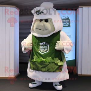 White Corned Beef And Cabbage mascot costume character dressed with a Parka and Necklaces