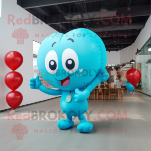 Cyan-herzförmige Ballon...