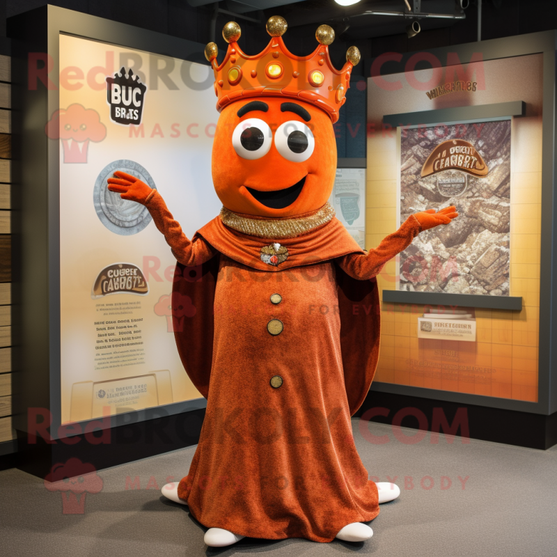 Rust Queen mascot costume character dressed with a Jacket and Rings