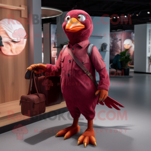 Maroon Pigeon maskot kostym...