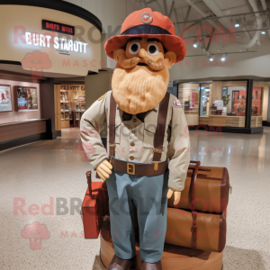 Rust Civil War Soldier mascot costume character dressed with a Button-Up Shirt and Messenger bags