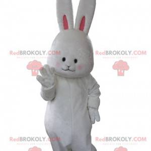 Miękka i urocza biała maskotka królik z dużymi uszami -