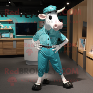 Teal Holstein Cow mascotte...