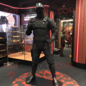 Black Gi Joe mascot costume character dressed with a Bodysuit and Gloves