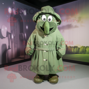 Olive Horseshoe mascot costume character dressed with a Parka and Cummerbunds