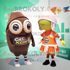 Tan Candy Box mascot costume character dressed with a One-Piece Swimsuit and Scarves