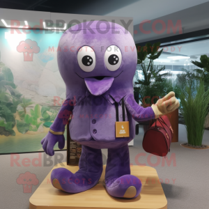 Lila Octopus maskot kostym...