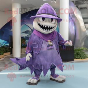 Lila Megalodon Maskottchen...