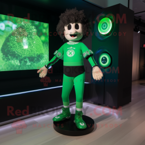 Green Irish Dancing Shoes mascot costume character dressed with a Swimwear and Digital watches