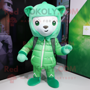 Green Ice mascot costume character dressed with a Hoodie and Pocket squares