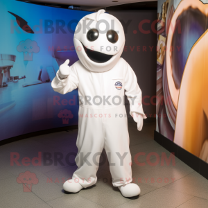 White Ray mascot costume character dressed with a Jumpsuit and Ties