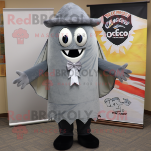 Gray Enchiladas mascot costume character dressed with a Suit Pants and Ties