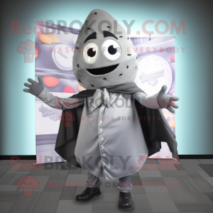 Gray Enchiladas mascot costume character dressed with a Suit Pants and Ties