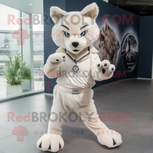 Cream Lynx maskot kostume...