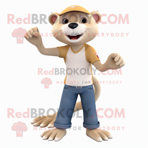 Beige Otter maskot kostym...