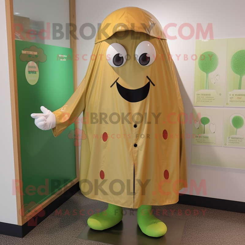 Tan Cucumber mascot costume character dressed with a Raincoat and Cufflinks