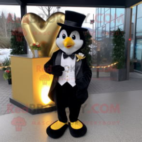 Gold Heart mascot costume character dressed with a Tuxedo and Scarves