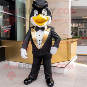 Gold Heart mascot costume character dressed with a Tuxedo and Scarves