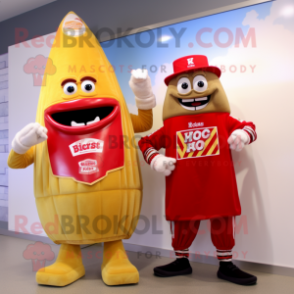 Gold Bottle Of Ketchup mascot costume character dressed with a Romper and Watches