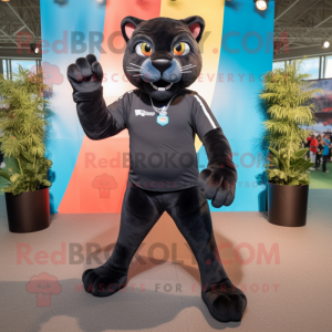 Sort Puma maskot kostume...