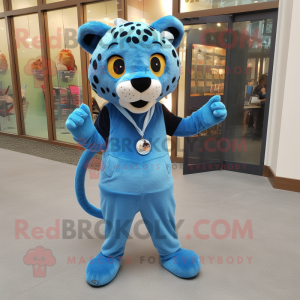 Blue Cheetah maskot-kostym...