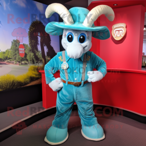 Sky Blue Ram maskot kostym...