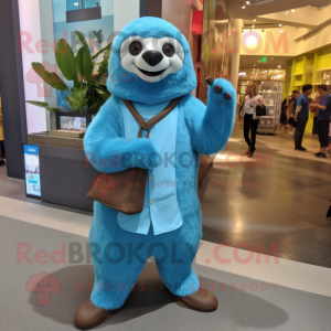 Sky Blue Sloth maskot drakt...