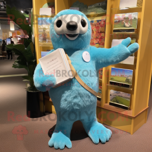 Sky Blue Sloth mascotte...