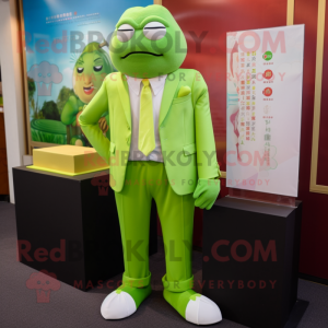 Lime Green Dim Sum mascot costume character dressed with a Trousers and Cufflinks