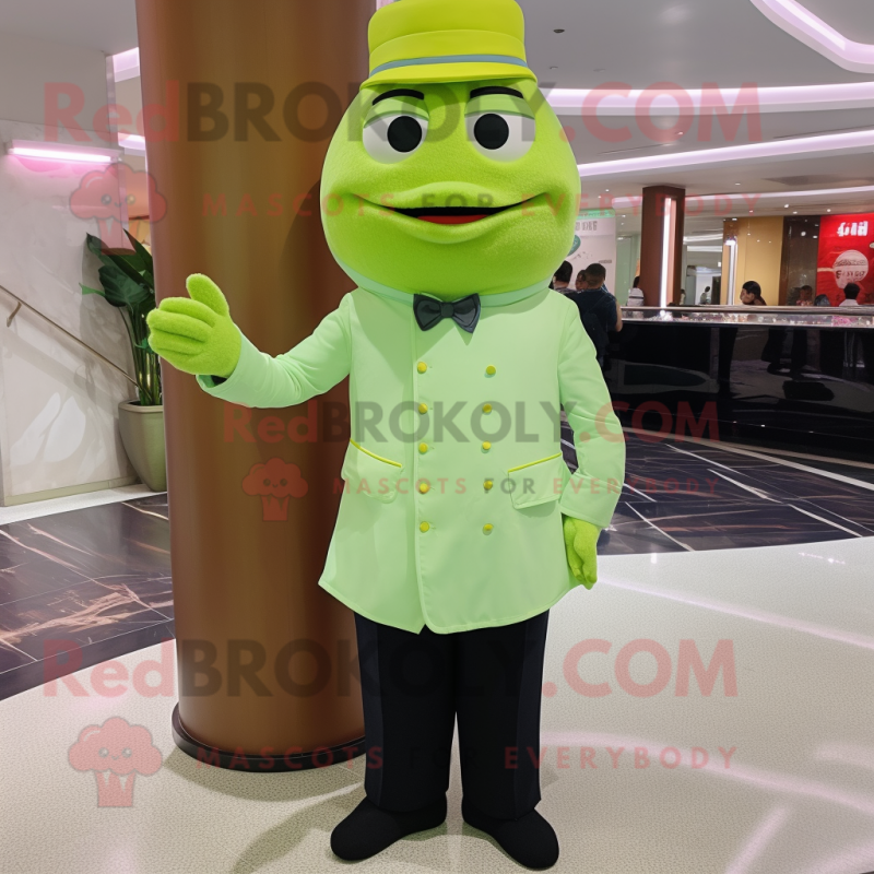 Lime Green Dim Sum mascot costume character dressed with a Trousers and Cufflinks