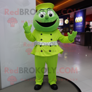 Lime Green Dim Sum mascot costume character dressed with a Trousers and Cufflinks