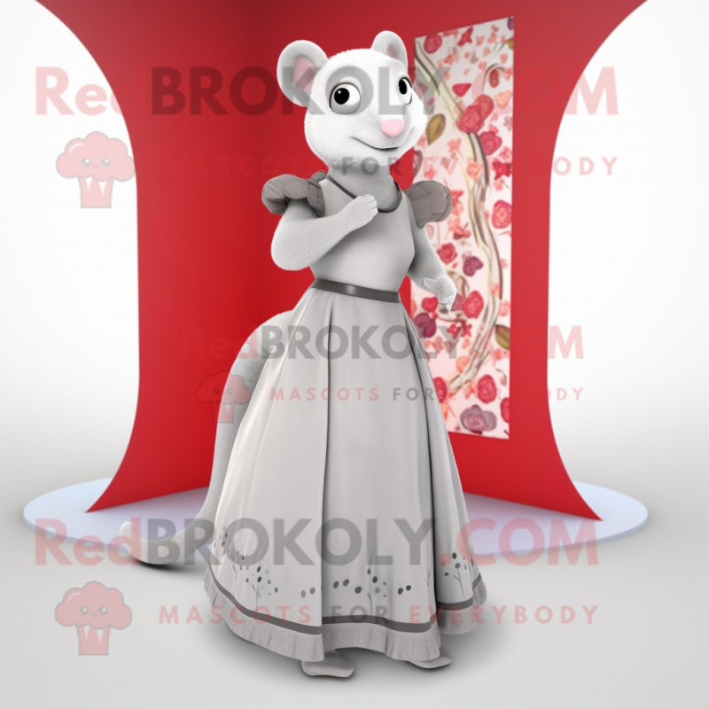 Gray Ermine mascot costume character dressed with a Dress and Cummerbunds