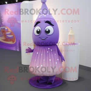 Lavender Scented Candle mascot costume character dressed with a Wrap Skirt and Earrings