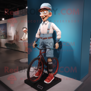 nan Unicyclist mascot costume character dressed with a Button-Up Shirt and Suspenders