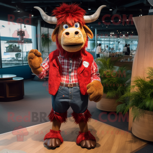 Red Yak maskot drakt figur...