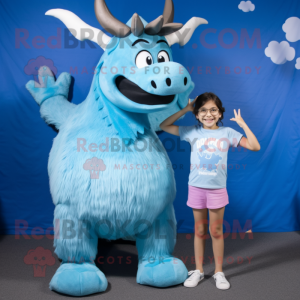 Sky Blue Elk maskot kostyme...