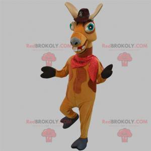 Brown Lama Kamel Maskottchen mit einem Hut - Redbrokoly.com