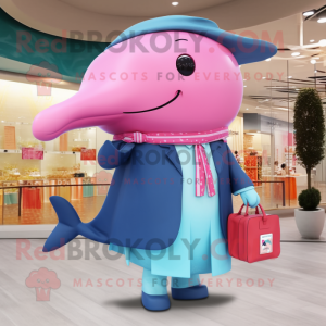 Pink Blue Whale maskot...