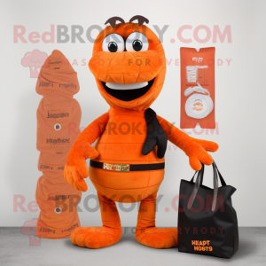 Orange Hydra mascot costume character dressed with a Vest and Wallets