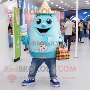 Cyan Ice Cream Cone maskot...