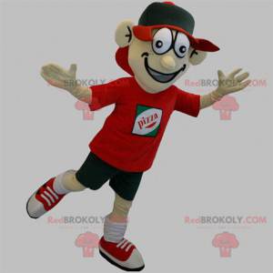 Pizza bezorger mascotte. Tiener mascotte - Redbrokoly.com