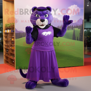 Lila Puma maskot kostym...