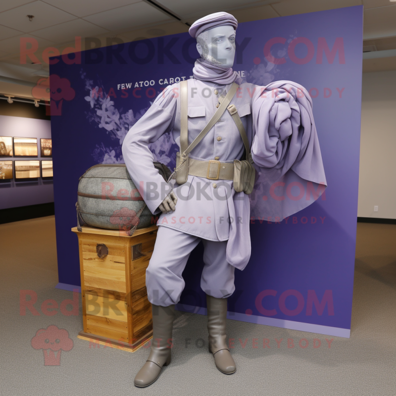 Lavender Civil War Soldier mascot costume character dressed with a Cargo Pants and Shawls