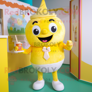 Yellow Ice Cream mascot costume character dressed with a Trousers and Watches