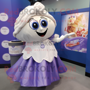 Lavender Clam Chowder mascot costume character dressed with a Blouse and Rings