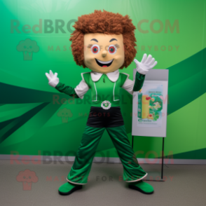 Green Irish Dancer mascot costume character dressed with a Bodysuit and Pocket squares