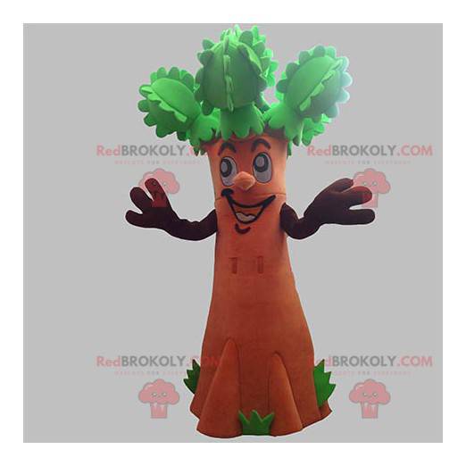 Mascot reusachtige bruine en groene boom. Struik mascotte -